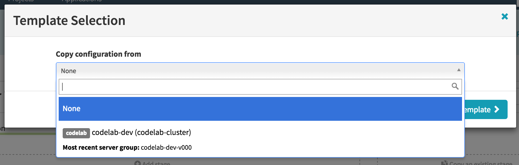 Any server group in this app can be used as a template, and vastly simplifies configuration (since most configuration is copied over).