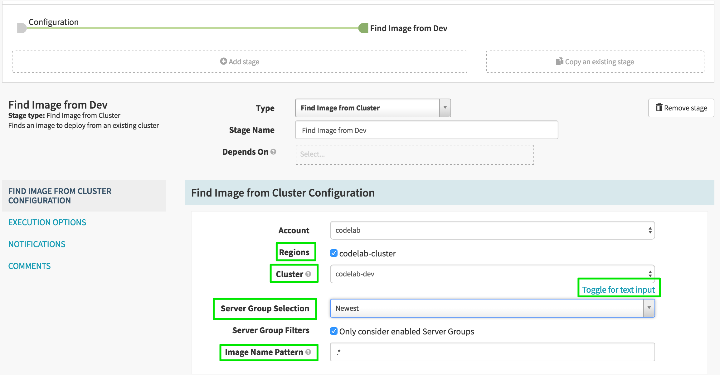 Select the “codelab-cluster” region, the